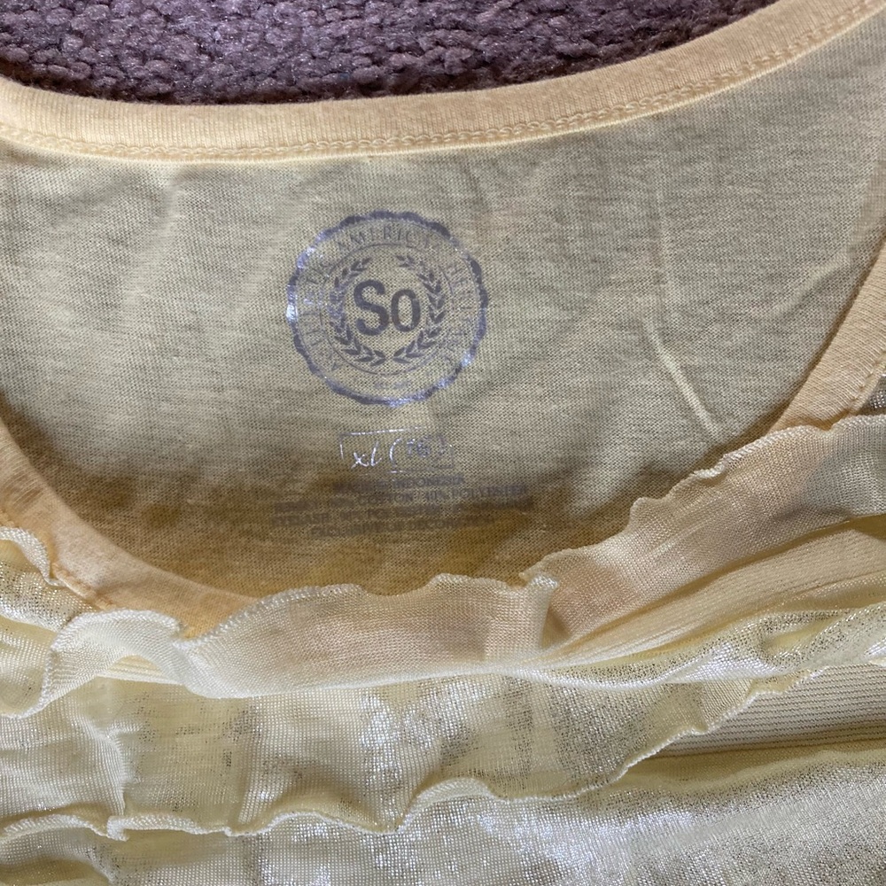 SO Soft Yellow Ruffled Top - Picture 2 of 3